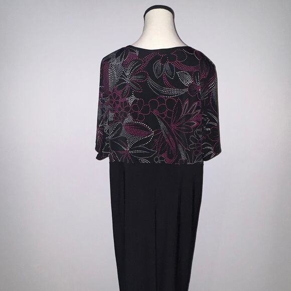 Perseption Woman Black Floral Dot Print Maxi Dress - Size 2X - Picture 2 of 5